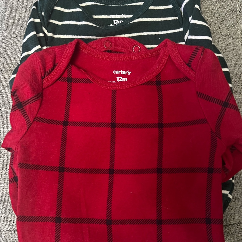 Carter's Red and Black Long Sleeve Tees